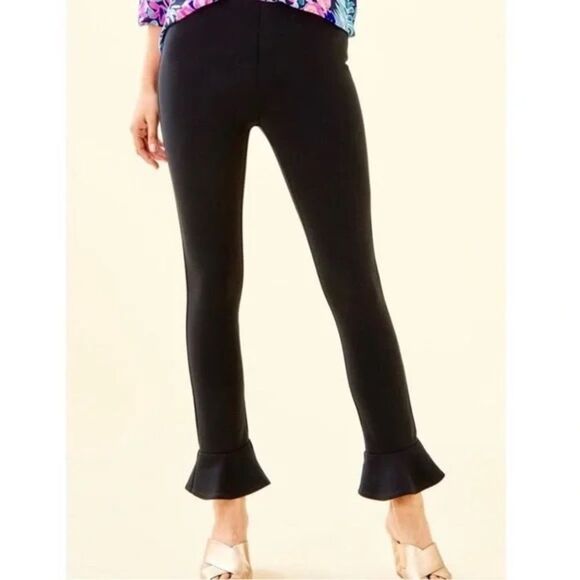 Lilly Pulitzer small ruffle black pants - Picture 2 of 6